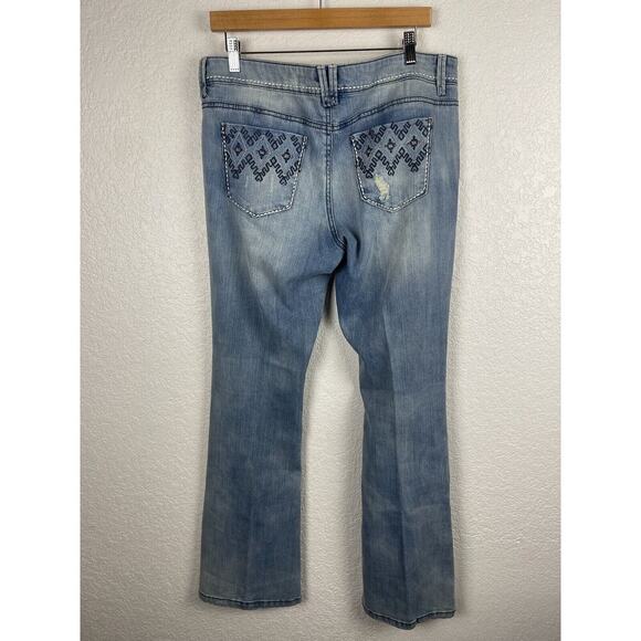 Vintage Bongo Womens Jeans Size 13 Lightwash Flare Leg Embroidered Boho 90's Y2K - Picture 6 of 12